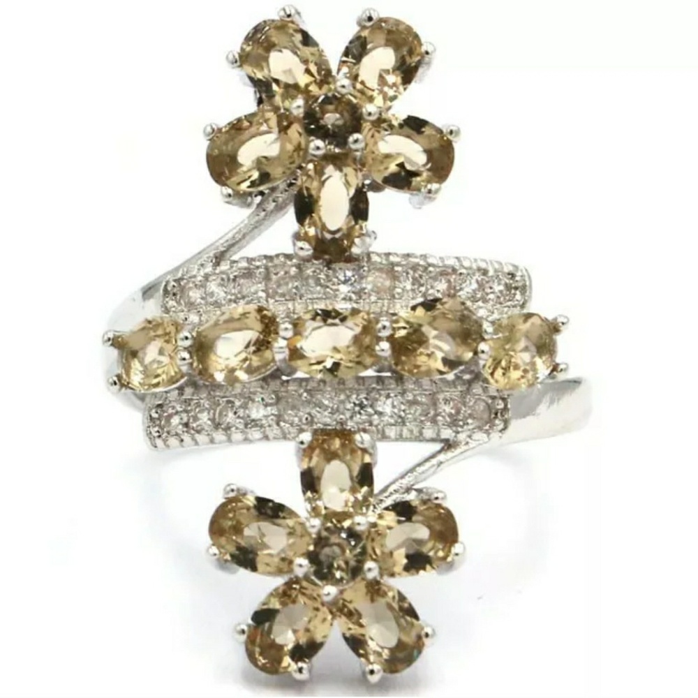 New unique smoky topaz silver filled ring